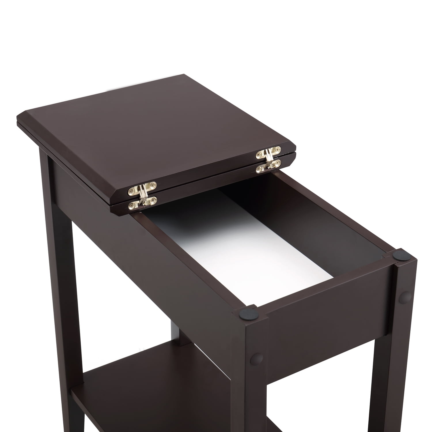 Flip Top Narrow End Table with Storage, Narrow Side Tables for Small