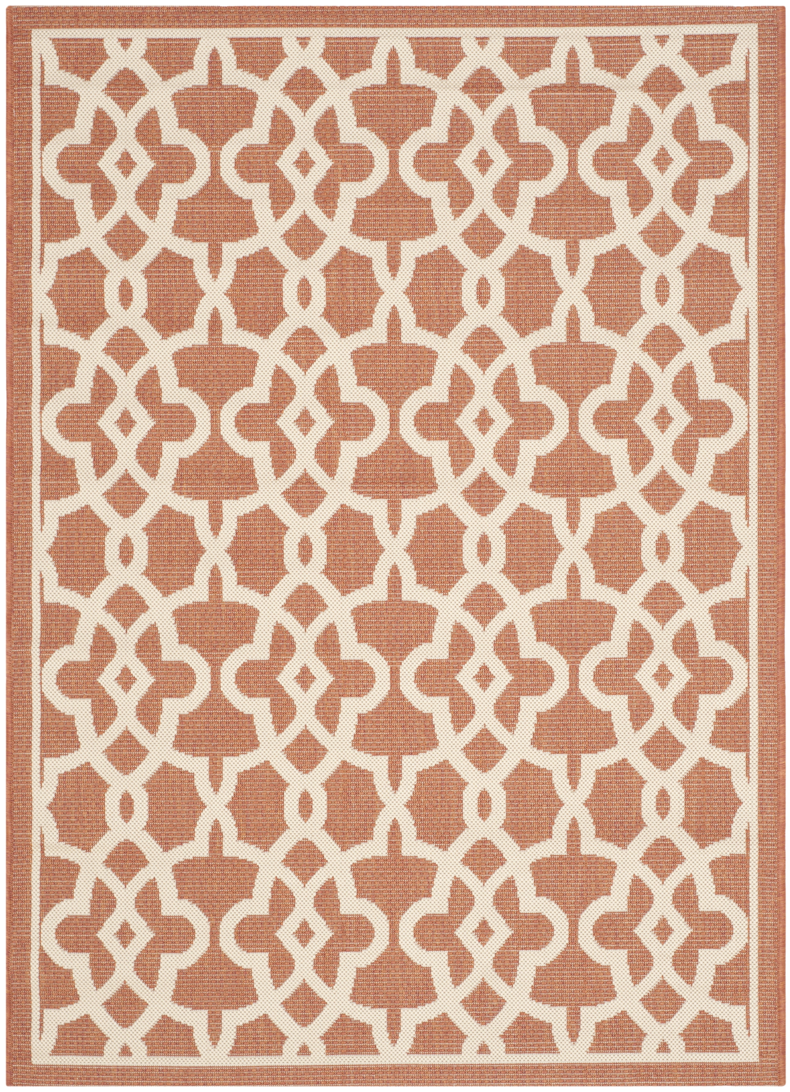 Safavieh Courtyard Carlos Oriental Indoor/Outdoor Area Rug, Terracotta/Beige, 4' x 5'7"