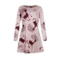 thumbnail image 1 of Womens Christmas Dresses Long Sleeve Casual V-Neck Cocktail Floral Dresses Party A Line Xmas Midi Party Holiday Swing Dress, 1 of 9