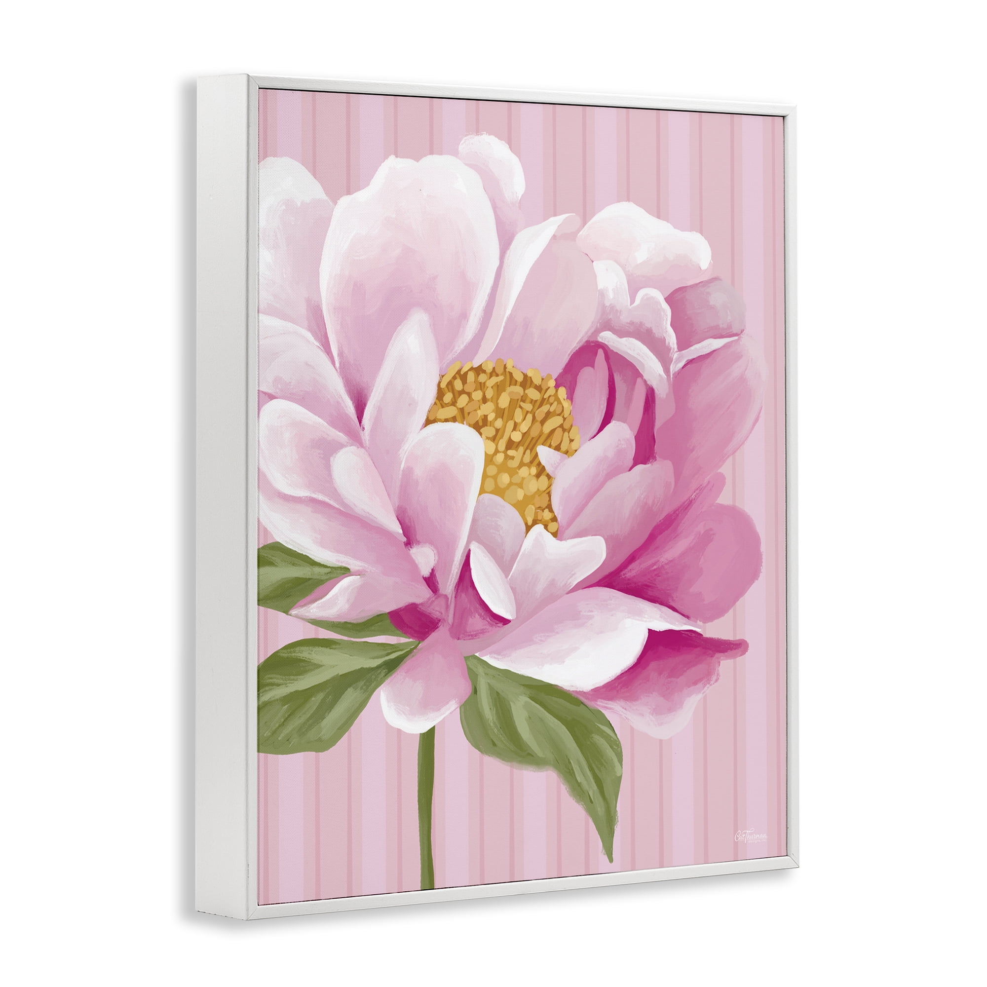 Stupell Industries Pink Carnation Bloom Botanical & Floral Painting White Framed Art Print Wall Art, 16 x 20