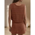 thumbnail image 5 of Womens Crochet Swim Cover Up 2 Piece V Neck Sleeveless Front Tie Crop Tops Beach Mini Skirt Coverup Set, 5 of 7