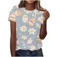 thumbnail image 2 of Warop T-shirt à Col Rond pour Femmes avec Imprimé de Pâques, Manches Courtes, Haut Décontracté pour Usage Quotidien, 2 of 5