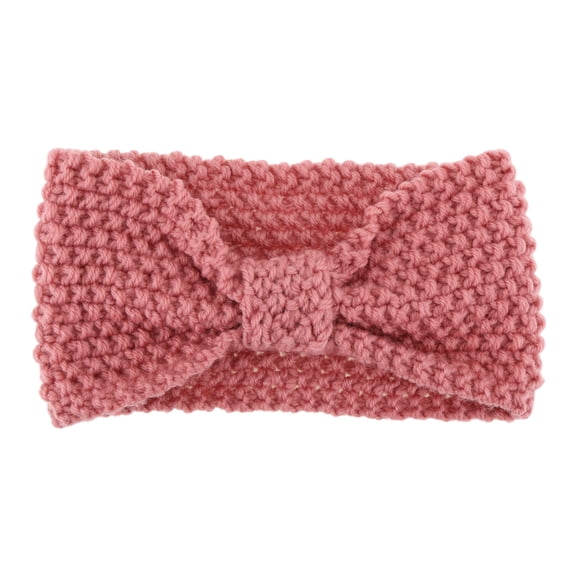 Unique Bargains 1 Pc Fashion Headband Popcorn Stitch Bow Pattern Dusty Pink