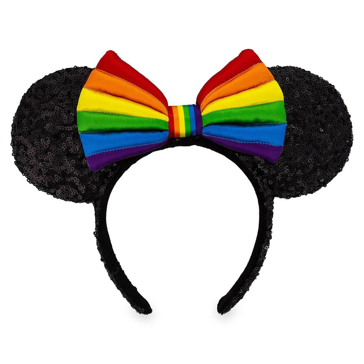 New Disney Parks Minnie Mouse Black Red Bow Sequins Ear Headband Costume Party 