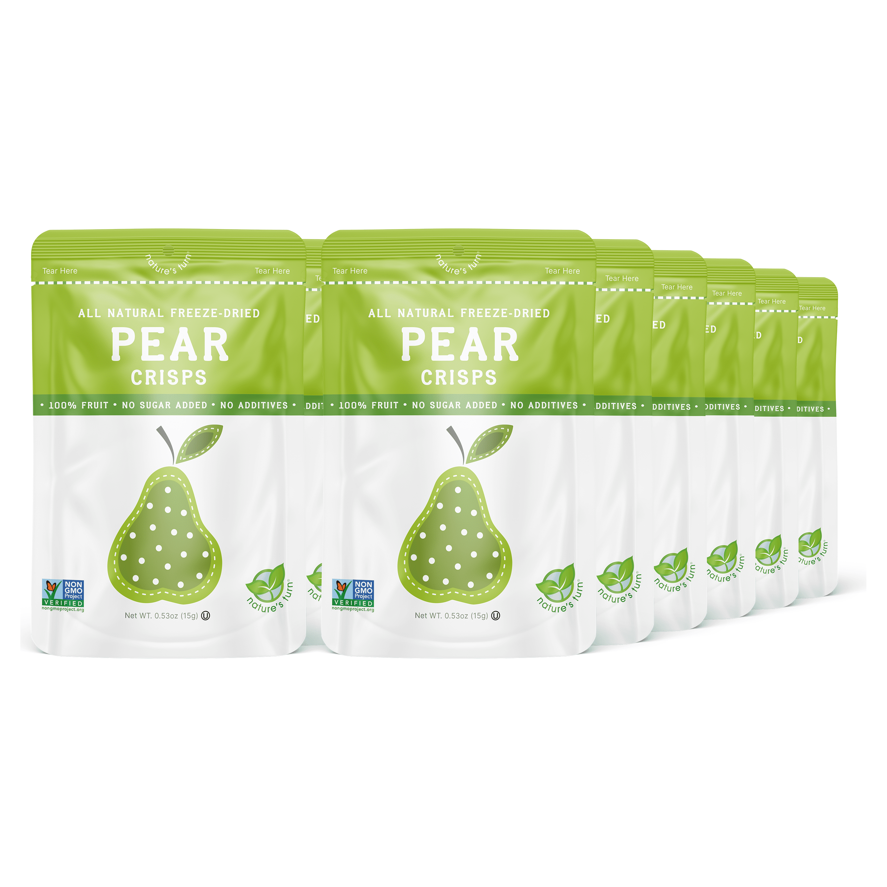 Nature’s Turn Freeze-Dried Pear Crisps, No Added Sugar, Healthy Natural Fruit Crisp Snack for School Lunches, 24 Pack (0.35 oz Each)