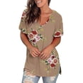 thumbnail image 3 of Fantaslook V Neck T Shirts for Women Floral Summer Tops Short Sleeve Shirts Casual Tunic Tops, 3 of 8