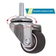 thumbnail image 3 of 4 ruedas giratorias, ruedas para muebles con vástago de 25 mm en M6 × 15, ruedas giratorias de goma, para carros, carritos, cunas, muebles, mesas, capacidad de carga de 15 kg por rueda, 3 of 5