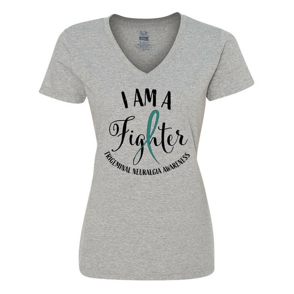 Inktastic Trigeminal Neuralgia Awareness I Am a Fighter Women's V-Neck T-Shirt