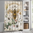 thumbnail image 3 of Bees Flowers Fabric Shower Curtain Lily Flower Pear Blossom Floral Crown Retro Washable Shower Curtains for Bathroom, Waterproof Bath Curtain with Hooks Home Decor 72x72in, 3 of 8