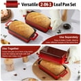 thumbnail image 4 of 2-In-1 9 x 5 Inch Cast Iron Loaf Pan with Lid (Red), Bread Loaf Pans for Baking Homemade Sourdough Bread, Meatloaf, Toast, Cake, Nonstick & Healthy & Sturdy, 2 Piece Set, 4 of 14