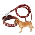 thumbnail image 5 of Heavy Duty Braided Metal Hook Comfortable Handle Dog Traction Rope Cowhide Training Rope Leash for Large and Medium Dogs , Brown Small Collar, 5 of 10