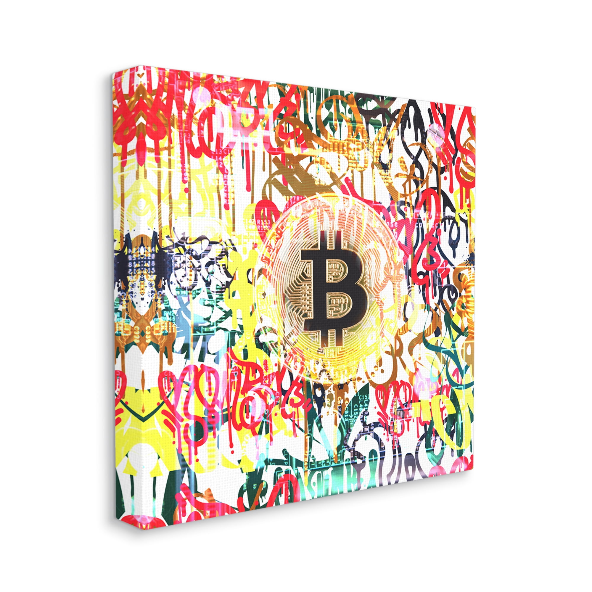 Stupell Urban Graffiti Bitcoin Symbol Beauty & Fashion Painting Gallery Wrapped Canvas Print Wall Art