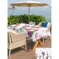 thumbnail image 5 of Outdoor Tablecloth with Umbrella Hole for Patio/Picnic/Party/Camping, Pink Tulips Waterproof Table Cloth Rectangle Table Cover Washable, Spring Floral Farmhouse Glass Vase Green Leaf (60"x 84"), 5 of 9