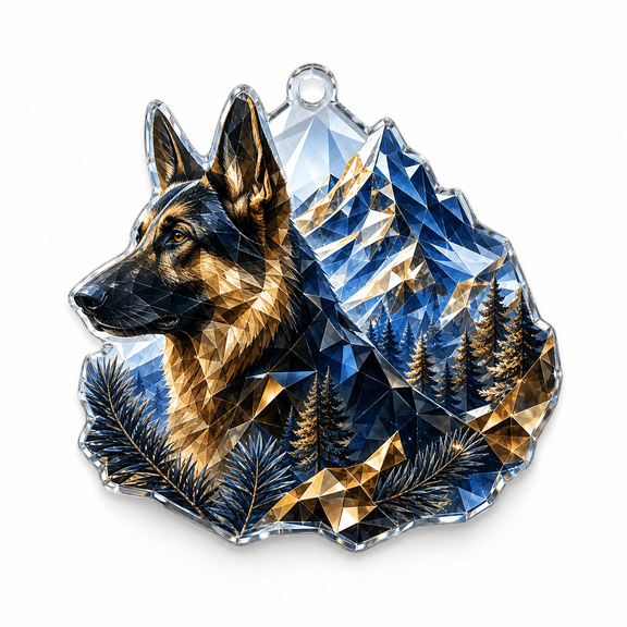 Acrylic Ornament German Shepherd Mountain Acrylic Christmas Tree Decor for Dog Lovers