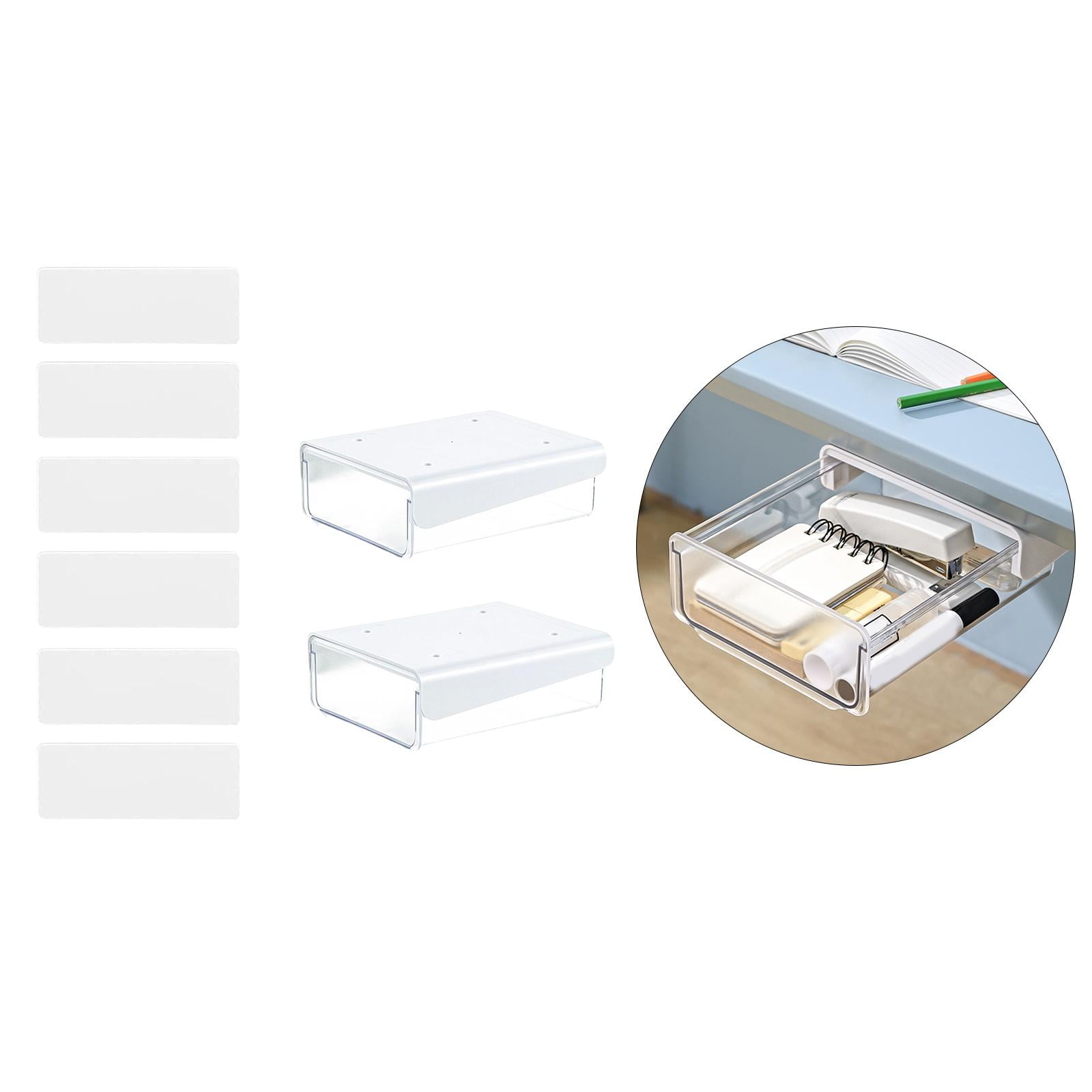 Self Adhesive Desk Drawer Office Accessories Stationery Pencil Tray Desktop Organizer for Living Room Bedroom Pantry Closet Study Room White Small