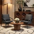 thumbnail image 5 of Ciphrias Accent Chair 26.4 Inch Black Faux Leather Metal Frame for Living Room, 5 of 7