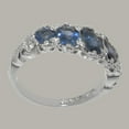 thumbnail image 3 of LBG British Made Real 10k White Gold Natural Sapphire Womens Band Ring - 33 size options - Size 6.25, 3 of 6