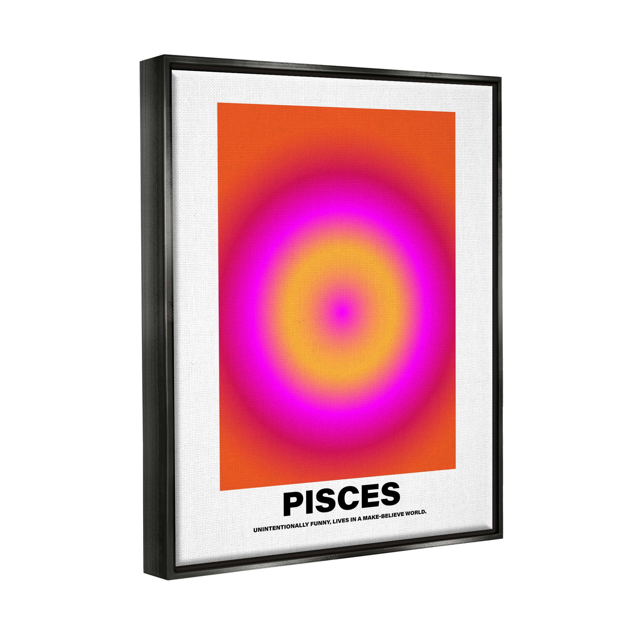 Stupell Industries Funny Pisces Astrology Abstract Painting Black Floater Framed Canvas Art Print Wall Art, 25 x 31