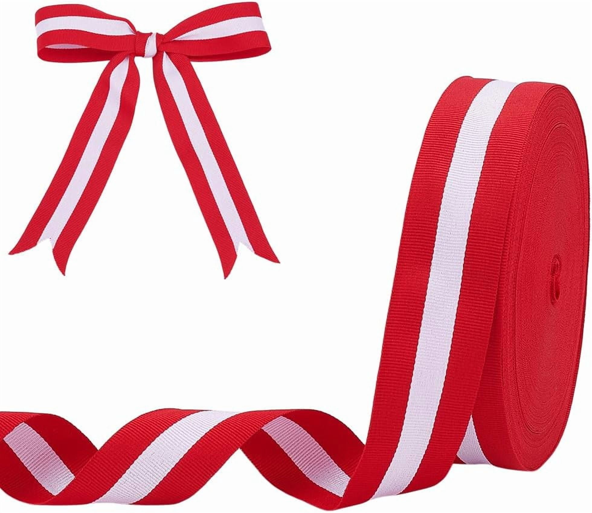 1roll 50 Yards Red White Blue Striped Grosgrain Ribbon 1.57" Polyester Double Faced Stripe Craft Gift Wrapping Embellishments Ribbon for Garment Home Party Wedding Christmas Decorations Colorful