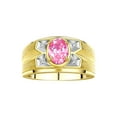 thumbnail image 1 of RYLOS Men's Rings 14K Yellow Gold Rings Classic Designer Style 8X6MM Oval Gemstone &  Diamond Ring Pink Ice October Birthstone Rings For Men Size 9, 1 of 7