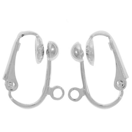 Silver Plated Clip On Ball Earrings Findings (2