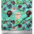 thumbnail image 1 of Soimoi Green Velvet Fabric Leaves & Peony Floral Print Print Sewing Fabric By the Yard 60 Inch Wide, 1 of 3