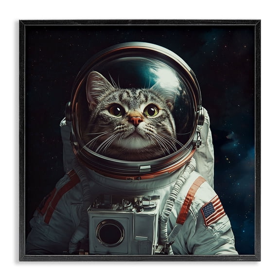 Stupell Industries Eclectic Catstronaut Cat Astronaut Black Framed Giclee Art, 12 x 12, by Jim Baldwin