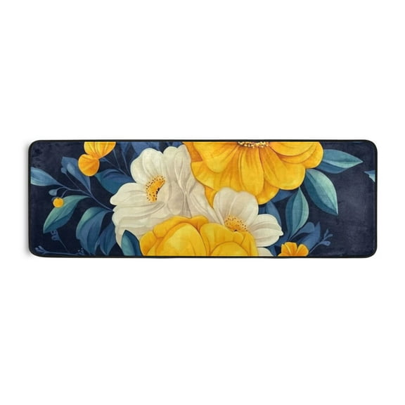 Beauty Yellow Flowers Runner Rug for Hallways Kitchen Non Slip 2'x 6' Washable Hall Carpet for Bedroom Entryway Laundry Room
