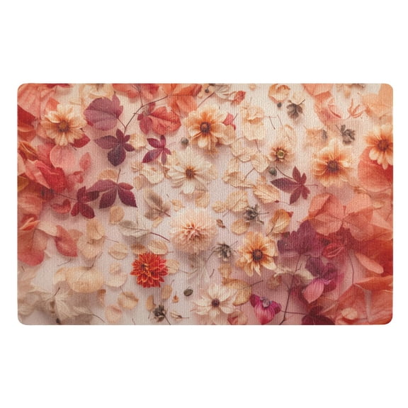 Pink and Red Dried Flowers Floor Door Mat Outdoor Indoor for Home Entrance Welcome Mats 32"x20"