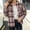 #02 Pink, variant on Women's Flannel Shirts Casual Button Down Plaid Shirt Jacket Fall Winter Loose Long Sleeve Fleece Shacket Fashion Leisure Outfits with Pockets