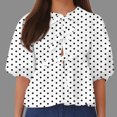 thumbnail image 2 of yillto Womens Top 3/4 Puff Sleeve Tie Bow Casual Going out Fashion Polka Dot Blouse Summer Trendy Tops, 2 of 5