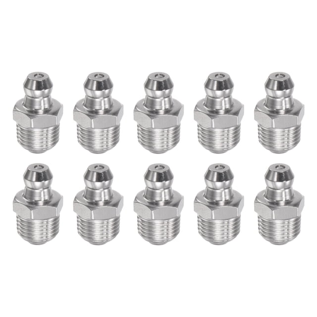 Unique Bargains 304 Stainless Steel Straight Hydraulic Grease Fitting 1/8-27inch Thread 10 Pack