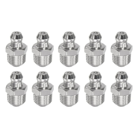 Unique Bargains 304 Stainless Steel Straight Hydraulic Grease Fitting 1/8-27inch Thread 10 Pack
