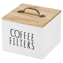 Tzdxfgl Wood Coffee Filter Holder with Lid for Counter, Large Coffee Pod Storage Container Coffee Bar Decor, White