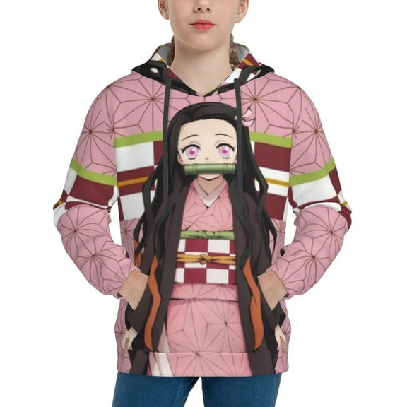 Kamado Nezuko Youth Active Sweatshirt Printing Casual Pullover Hoodies Winter Fall Clothes Outerwear Small