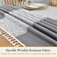 thumbnail image 5 of ComfiTime Table Cloth – Fitted Table Cover for 6 Foot, 8 Foot and other Size Rectangle or Round Tables, Faux Linen/Burlap Tablecloth for Parties w/ Tassel & Embroidery, 55*86, Gray, 5 of 9
