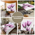 thumbnail image 6 of Purple Flowers Tapestry for Bedroom Wall Hanging Tapestry, Minimalism Botanical Tulip Floral Plants Ceiling Backdrop Tapestries Poster Blanket Wall Decor for Teens Room Living Room Dorm 55" x 73", 6 of 8