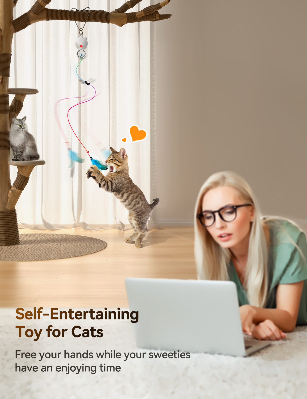 Feelneedy Interactive Cat Toy, 2-in-1 Laser, White photo 2