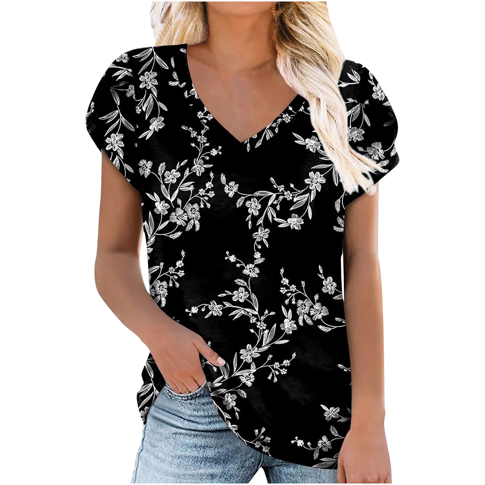 Blusas Casuales de Mujer Bonitas Women's Short Sleeve V-Neck T-Shirt Loose Casual Summer Tops Blusas para Mujer Casuales y Elegantes - Walmart.com