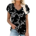 thumbnail image 2 of Babysbule Women's Tops Women's Short Sleeve Print V-Neck T-Shirt Loose Casual Summer Tee Tops, 2 of 7