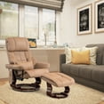 thumbnail image 5 of Mcombo Recliner with Ottoman Reclining Chair with Vibration Massage and Removable Lumbar Pillow, 360 Degree Swivel Wood Base, Faux Leather 9068 (Cognac), 5 of 8