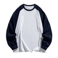 thumbnail image 2 of XRoczxe Men Raglan Color Block Long Sleeve T-Shirt, Casual Crew Neck Contrast Pullover Top, Loose Fit Basic Layer Shirt for Winter Daily Wear White, 2 of 6