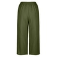 thumbnail image 4 of ibuvkizy Capri Pants for Women Wide Leg Yoga Dress Capris with Pockets Women's Comfortable Cropped Leisure Time Pants Solid Sweatpants Pants Army Green,L, 4 of 5