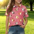 thumbnail image 2 of Grblisyd Girls Short Sleeve Polo Shirts Kids Cute Animal Print School Uniform Polo Shirt 10-12 Years, 2 of 6