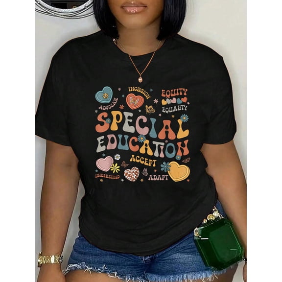 Autism Awareness Special Education Teacher Neurodiversity T-Shirt Graphic Tee summer Tops For Women Round Neck Fashion Cotton shirts