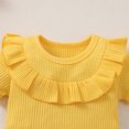 thumbnail image 4 of Vedolay Girl Shorts Sets Outfits Girl's 2 Piece Set Tropical Print Wrap Front V Neck Flounce Sleeve Top with Shorts,Yellow 3-6 Months, 4 of 5