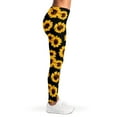 thumbnail image 4 of Black Sunflower Pattern Print Leggings, Floral Sexy Yoga Leggings For Women., 4 of 5
