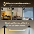 thumbnail image 3 of Coliware Black Cordless Table Lamp, Rechargeable LED Desk Lamp with Touch Control, Waterproof Portable Table Night Light with 3 Color Temperatures, Stepless Dimmable Modern Lamp for Home Outdoor, 3 of 8