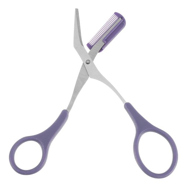 Tijeras para recortar cejas, tijeras para cejas con peine, tijeras para peine de cejas de acero inoxidable, recortador de cejas para principiantes y mujeres, para recortar y dar forma a las cejas, púrpura Unique Bargains tijeras para cejas