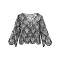 thumbnail image 4 of HULIJA Womens Long Sleeve Sequin Lace Shrug Sheer Open Front Bolero Cardigan for Wedding Party Dress Silver One Size, 4 of 4